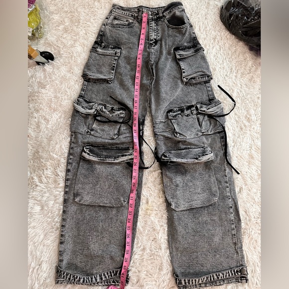 Denim - ACID WASH CARGO JEANS